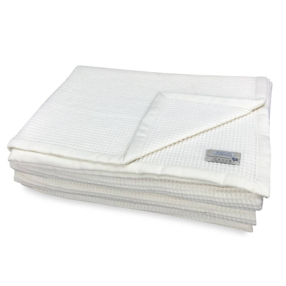 Couverture légère en laine du Cachemire et nid d’abeille mérinos 220×260 cm Couverture légère en laine du Cachemire et nid d’abeille mérinos 220×260 cm