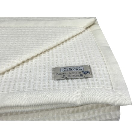Lightweight Kashmir wool and Merino honeycomb blanket 220×260 cm
